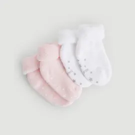 BOUT'CHOU Paires de Chaussettes en Coton Bio T.16-18 Blanc/Rose x2