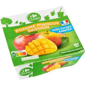 CARREFOUR CLASSIC' Compote mangue passion sans sucres ajoutés 4x100g