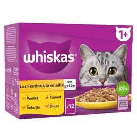WHISKAS Pâtée pour chat volaille en gélée 12x85g