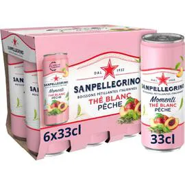 SAN PELLEGRINO, MOMENTI Eau gazeuse Aromatisée thé blanc pêche 6x33cl