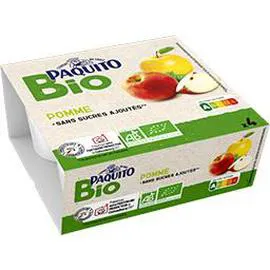 PAQUITO BIO Purée de pomme sans sucres ajoutés BIO 4x100g