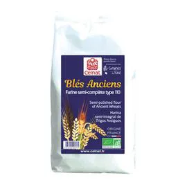 CELNAT Farine Semi-Complète de Blés Anciens T110 Bio 1kg