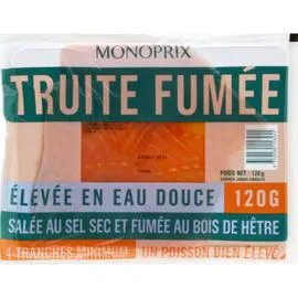 MONOPRIX Truite Fumée 4 tranches 120g