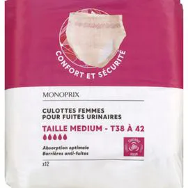 MONOPRIX Culottes Femmes Pour Fuites Urinaires Taille M - 38 À 42 l'unité