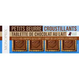 MONOPRIX Petits beurre tablette chocolat au lait 150g