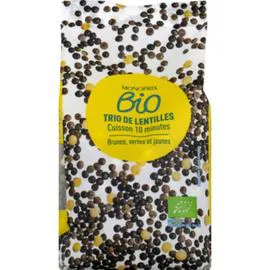 MONOPRIX BIO Trio de lentilles cuisson 10 minutes bio 250g