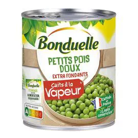 BONDUELLE Petits pois doux cuits à la vapeur 530g