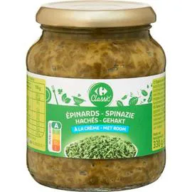CARREFOUR CLASSIC' Epinards hachés à la crème 330g