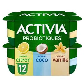 DANONE, ACTIVIA Yaourt vanille citron coco bifidus 12x125g