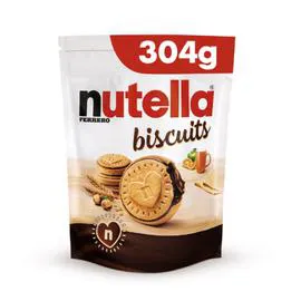 FERRERO, NUTELLA Biscuits fourrés pâte à tartiner aux noisettes et cacao 304g