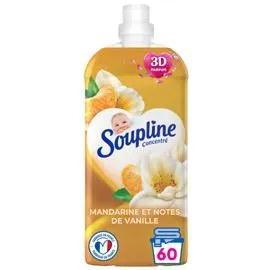 SOUPLINE Adoucissant Concentré 3D Fraîcheur Parfumée Mandarine & Notes De Vanille 1,28l