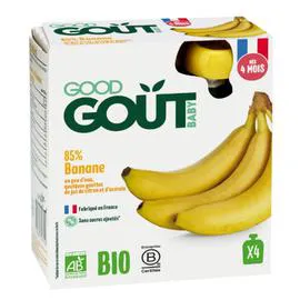 GOOD GOÛT Purée de fruits à boire bébé dès 4 mois banane sans sucres ajoutés Bio 4x85g