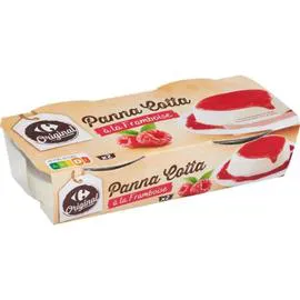 CARREFOUR ORIGINAL Dessert panna cotta à la framboise 2x120g