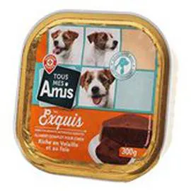 MARQUE REPÈRE, TOUS MES AMIS Barquette chien au Foie et Volailles 300g
