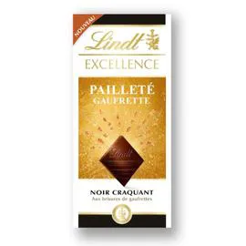 LINDT, EXCELLENCE Tablette de chocolat noir gaufrette 100g
