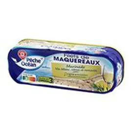 MARQUE REPÈRE, PÊCHE OCÉAN Filets maqueraux Vin blanc citron romarin 175g