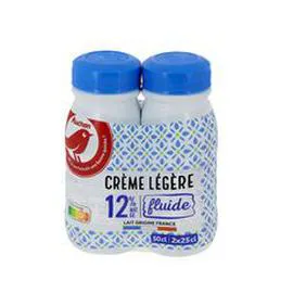 AUCHAN Crème fluide légère 12% MG UHT 2x25cl