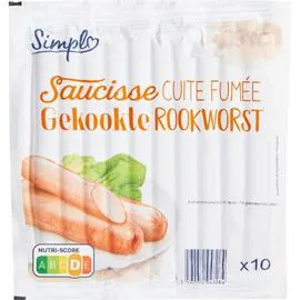 CARREFOUR SIMPL Saucisses cuite fumée 10x35g