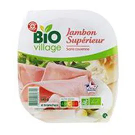MARQUE REPÈRE, BIO VILLAGE Jambon supérieur Découenné Bio 4T 140g
