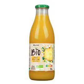 AUCHAN BIO Pur jus d'ananas bouteille verre 1l