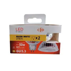 CARREFOUR Ampoule LED Spot 50W GU5.3 12V WW x2