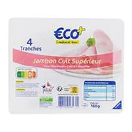 ECO+ Jambon sup avec couenne VPF 4 tranches 160g