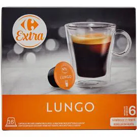 CARREFOUR EXTRA Café capsules Lungo 104g