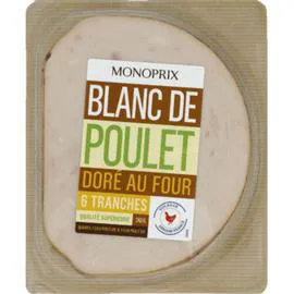 MONOPRIX Blanc de poulet doré au four 240g
