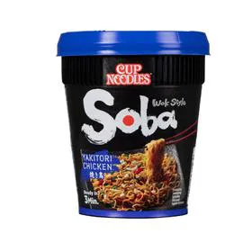NISSIN, CUP NOODLES Nouilles japonaises avec sauce poulet Yakitori Soba 89g