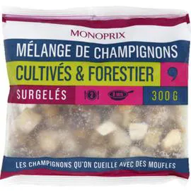 MONOPRIX Mélange de champignons cultivés et forestiers, surgelées 300g