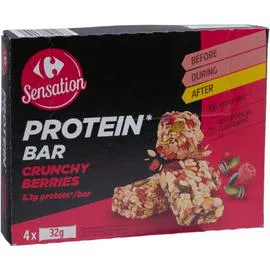 CARREFOUR, SENSATION Barres protéinées fruits 4x32g