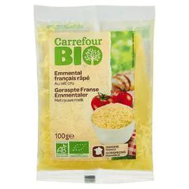 CARREFOUR BIO Fromage Râpé Bio Emmental Au Lait Cru 100g