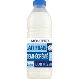 MONOPRIX Lait frais demi-écrémé 1l l'unité