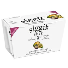 SIGGI'S Yaourt mangue passion Skyr 2% MG 2x140g