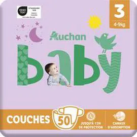 AUCHAN BABY Couches taille 3 (4-9kg) x50