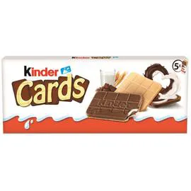 KINDER Gaufrettes fourrées au lait et au cacao Cards 128g