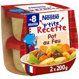 NESTLÉ, P'TITE RECETTE Plat bébé 8+ mois pot au feu 2x200g