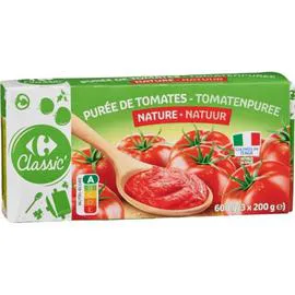 CARREFOUR CLASSIC' Purée de tomates nature 3x200g