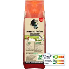 AUTOUR DU RIZ Riz Basmati Demi-Complet Bio 500g