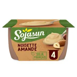 SOJASUN Dessert végétal soja noisette amande 4x100g