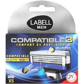 LABELL Men - Lames de rasoir 3 lames Compatible 3 x5