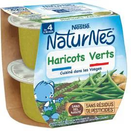 NESTLÉ, NATURNES Petit pot bébé dès 4/6 mois, haricots verts 2x130g