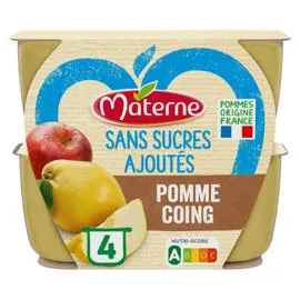 MATERNE Compote Pomme coing Sans sucre ajoutés 4x100g