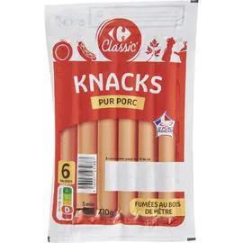 CARREFOUR CLASSIC' Knacks pur porc 210g