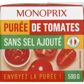 MONOPRIX Purée de Tomates Sans Sel Ajouté 500g