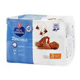 MARQUE REPÈRE, MOTS D'ENFANTS Couches bébé T3 Douceur - 4/9kg - x90 changes x90
