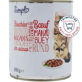 CARREFOUR SIMPL Pâtée pour chat bouchées au boeuf 800g