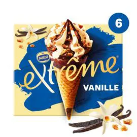 NESTLÉ, EXTRÊME Glace Cône vanille pépites nougatine 6x71g