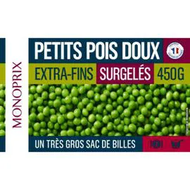 MONOPRIX Petits pois doux extra-fins, surgelés 450g