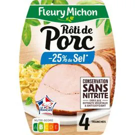 FLEURY MICHON Rôti de porc cuit conservation sans nitrite réduit en sel 160g
